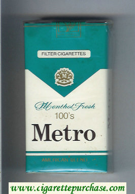 Metro American Blend Menthol Fresh 100s Filter cigarettes soft box