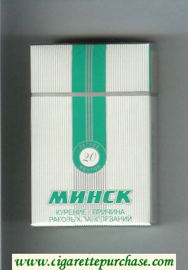 Minsk Legkie Menthol white and green cigarettes hard box