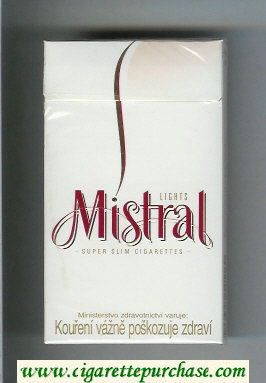 Mistral Lights Super Slim 100s cigarettes hard box