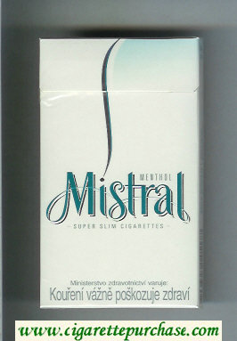 Mistral Menthol Super Slim 100s cigarettes hard box