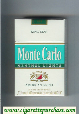 Monte Carlo Menthol Lights American Blend Cigarettes hard box