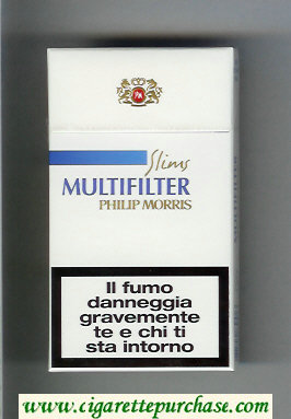 Multifilter Philip Morris Slims 100s white and blue cigarettes hard box