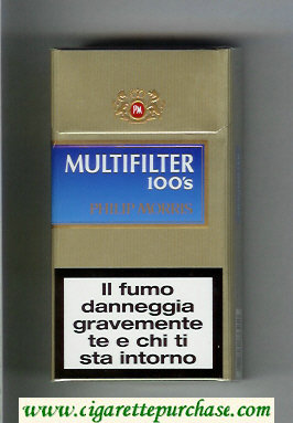 Multifilter Philip Morris gold and blue 100s cigarettes hard box