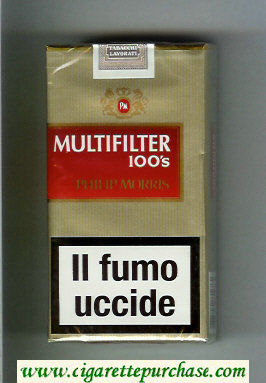 Multifilter Philip Morris gold and red 100s cigarettes soft box