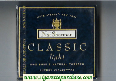 Nat Sherman Classic Light cigarettes wide flat hard box