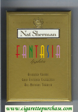 Nat Sherman Fantasia Lights 100s cigarettes wide flat hard box