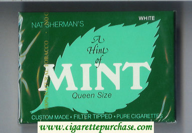Nat Sherman's A Hint of Mint White cigarettes wide flat hard box