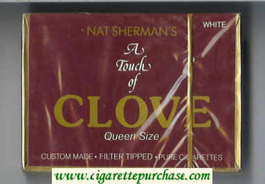 Nat Sherman's A Touch of Clove White cigarettes wide flat hard box