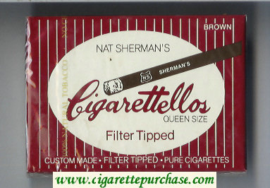 Nat Sherman's Cigarettellos Filter Tipped Brown cigarettes wide flat hard box