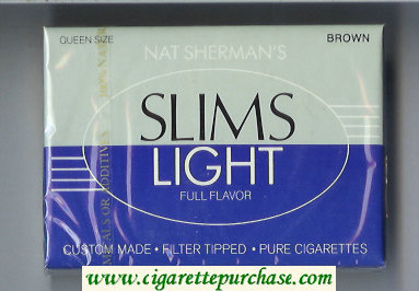 Nat Sherman's Slims Light Full Flavor Brown cigarettes wide flat hard box