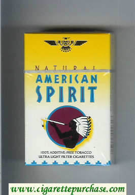 Natural American Spirit Ultral Light white and yellow cigarettes hard box