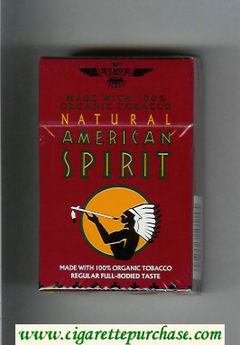 Natural American Spirit Made with 100 percent Organic Tobacco Regular Full-Bodied Taste brown cigarettes hard box