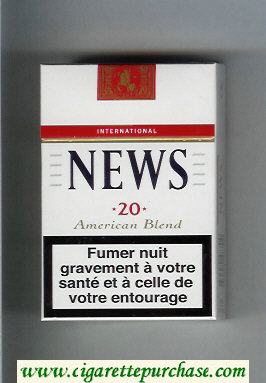 News American Blend International white and red cigarettes hard box