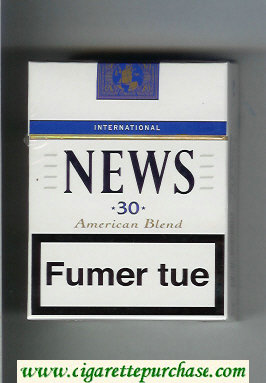News 30 American Blend International white and blue cigarettes hard box