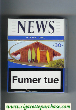 News 30 International white and blue cigarettes hard box