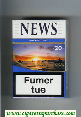 News 20 International white and blue hard box cigarettes