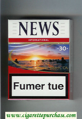 News International 30 Sunset Beach, CA white and red cigarettes hard box