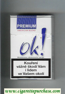 OK Premium American Blend Classic white and blue cigarettes hard box