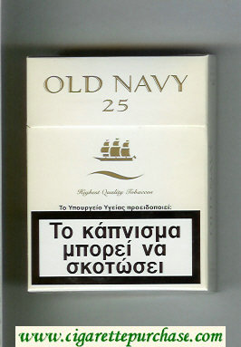 Old Navy 25 Highest Quality Tobaccos white cigarettes hard box