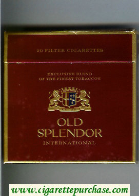 Old Splendor International cigarettes wide flat hard box