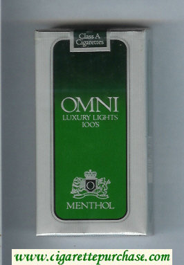 Omni 'O' Luxury Lights Menthol 100s cigarettes soft box