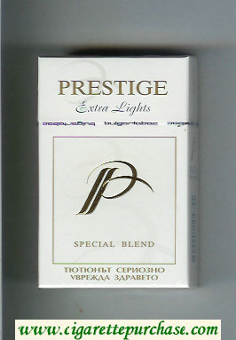 P Prestige Extra Lights Special Blend cigarettes hard box