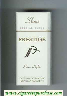 P Prestige Extra Lights 100s Slims Special Blend cigarettes hard box