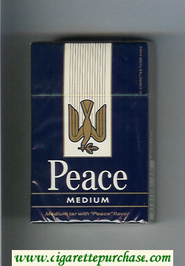 Peace Medium blue and white hard box cigarettes