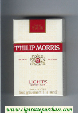 Philip Morris Lights American Blend white and red cigarettes hard box
