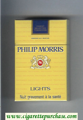 Philip Morris Lights American Blend yellow cigarettes hard box