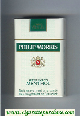 Philip Morris Super Lights Menthol cigarettes hard box