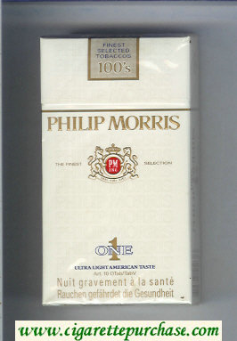Philip Morris One 1 Ultra Light American Taste 100s cigarettes hard box