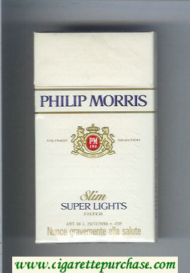 Philip Morris Super Lights Slim 100s cigarettes hard box