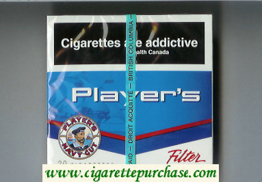 Player's Navy Cut cigarettes blue and white wide flat hard box