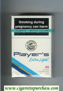 Player's Navy Cut Extra Light cigarettes white and blue hard box