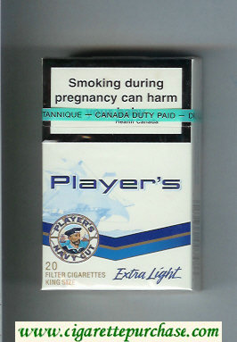 Player's Navy Cut Extra Light white and blue cigarettes hard box