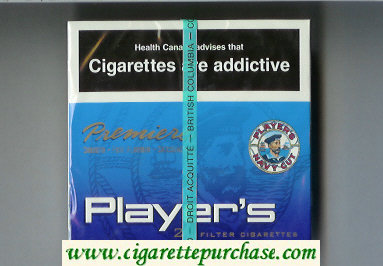 Player's Navy Cut Premiere Smooth blue cigarettes wide flat hard box