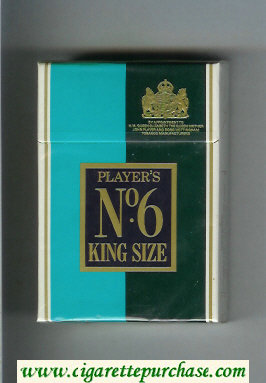 Player's No 6 light blue and green and white cigarettes hard box