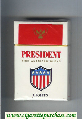 President Lights Fine American Blend white and red cigarettes hard box