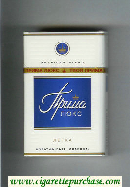 Prima Lyuks American Blend Multifiltr Legka white and blue cigarettes hard box