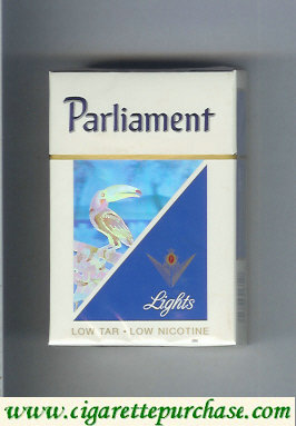 Parliament Lights hologram with a bird cigarettes hard box