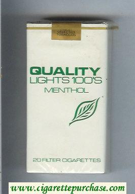 Quality Lights Menthol 100s cigarettes soft box