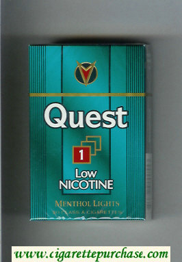 Quest 1 Low Nicotine Menthol Lights cigarettes hard box