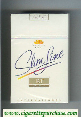 R1 Reemtsma No 1 Slim Line International American Blend flat 100s cigarettes hard box