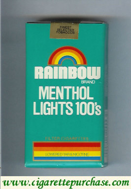 Rainbow Brand Menthol Lights 100s cigarettes soft box