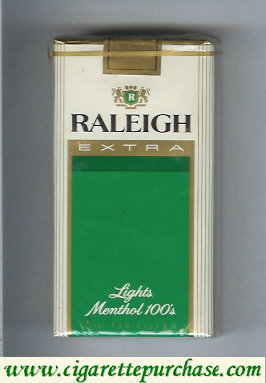 Raleigh Extra Lights Menthol 100s cigarettes soft box
