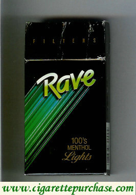 Rave Filters Menthol Lights 100s cigarettes hard box