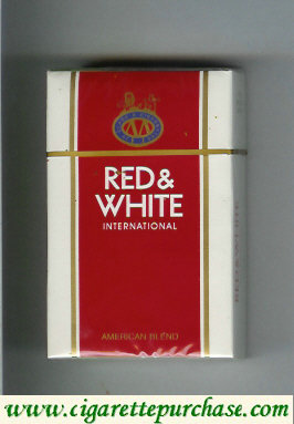 Red and White International American Blend cigarettes hard box