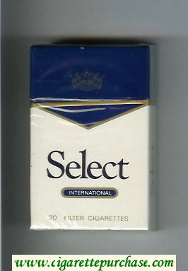 Select International cigarettes white and blue hard box