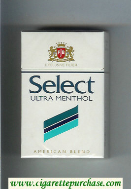 Select Ultra Menthol Exlusive Filter American Blend cigarettes hard box